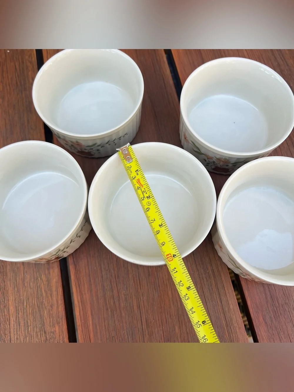 Countryside Stoneware Collection Floral Round Ribbed Ramekins Set of Five Japan